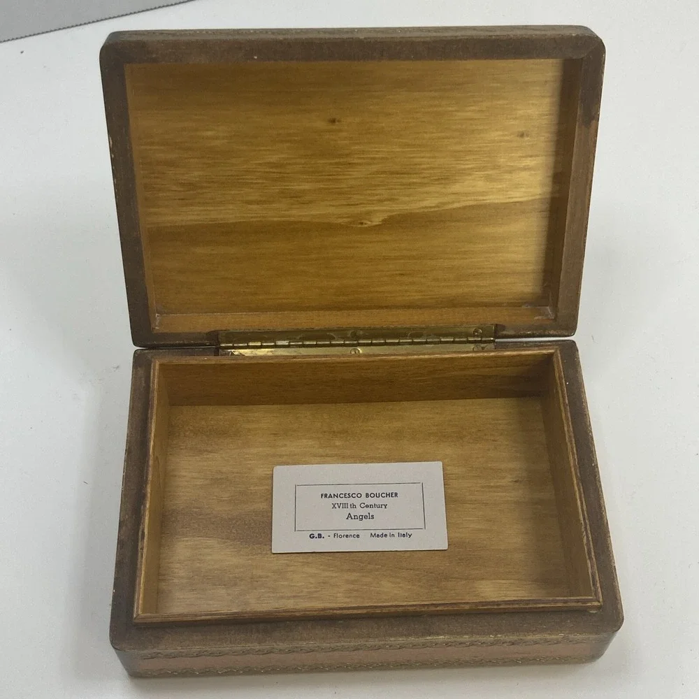 Vtg Handmade Italy Gold‎ Leaf Wood Trinket Box Franceso Boucher 